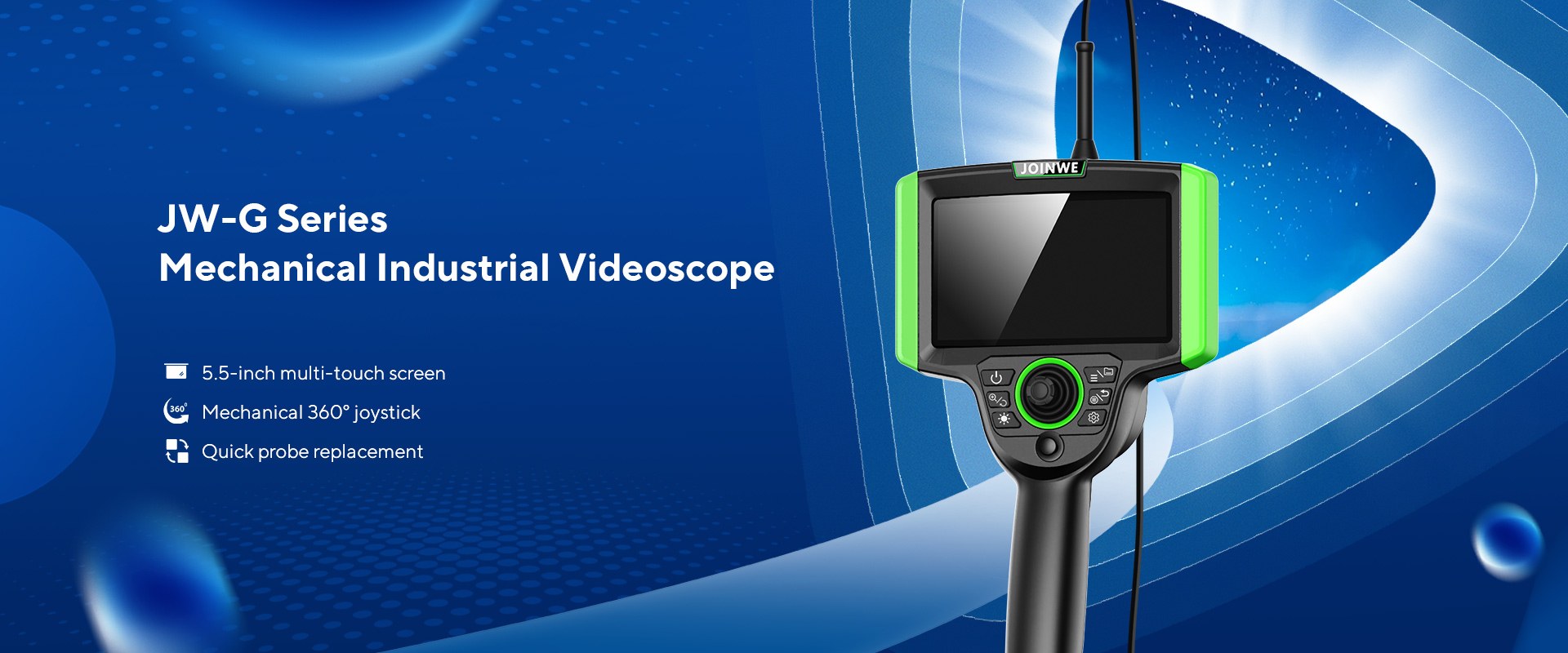 JOINWE JW-G mechanical industrial videoscope with 360-degree joystick and 5.5-inch OLED display