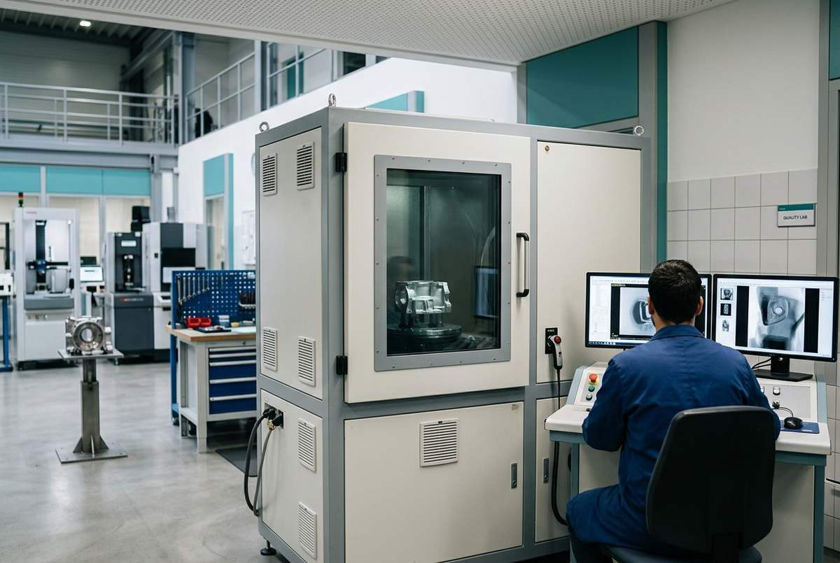 Shielded custom industrial CT cabinet with operator console